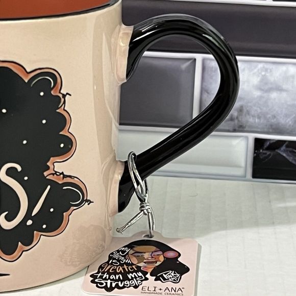 Pink Lomein STAY POSITIVE SIS Handmade Ceramic Coffee Mug 18Oz Eli and Ana - Picture 17 of 17